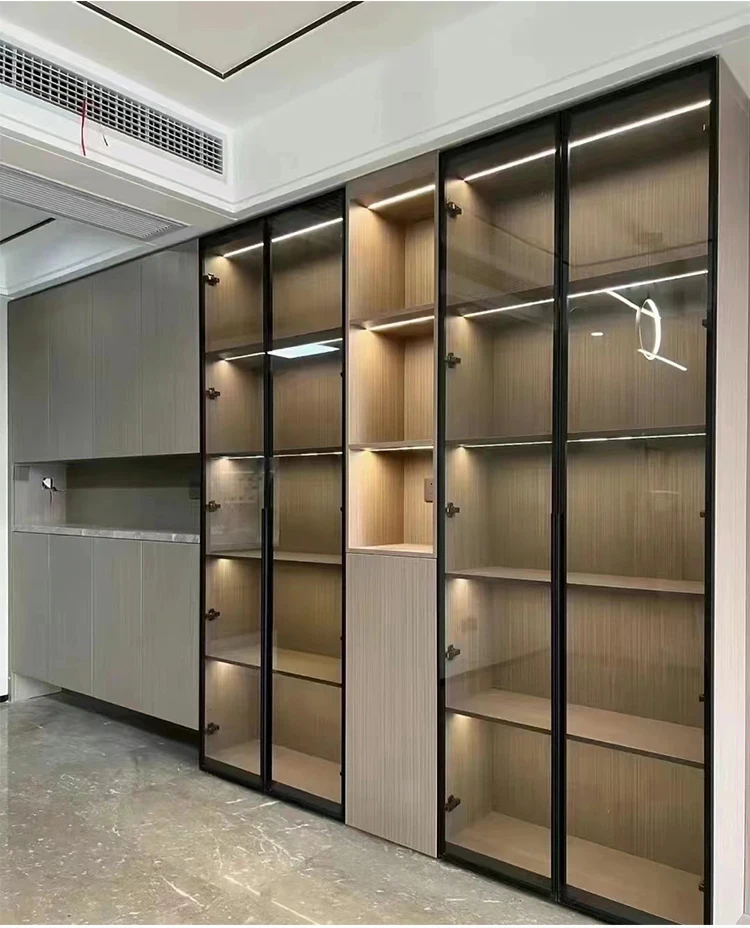 Aluminum sliding glass door wardrobe walk in closet cabinet bedroom custom wardrobe closet Bedroom Closet Door