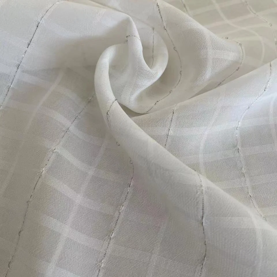 100% polyester silver jacquard wholesale woven chiffon fabric for dress