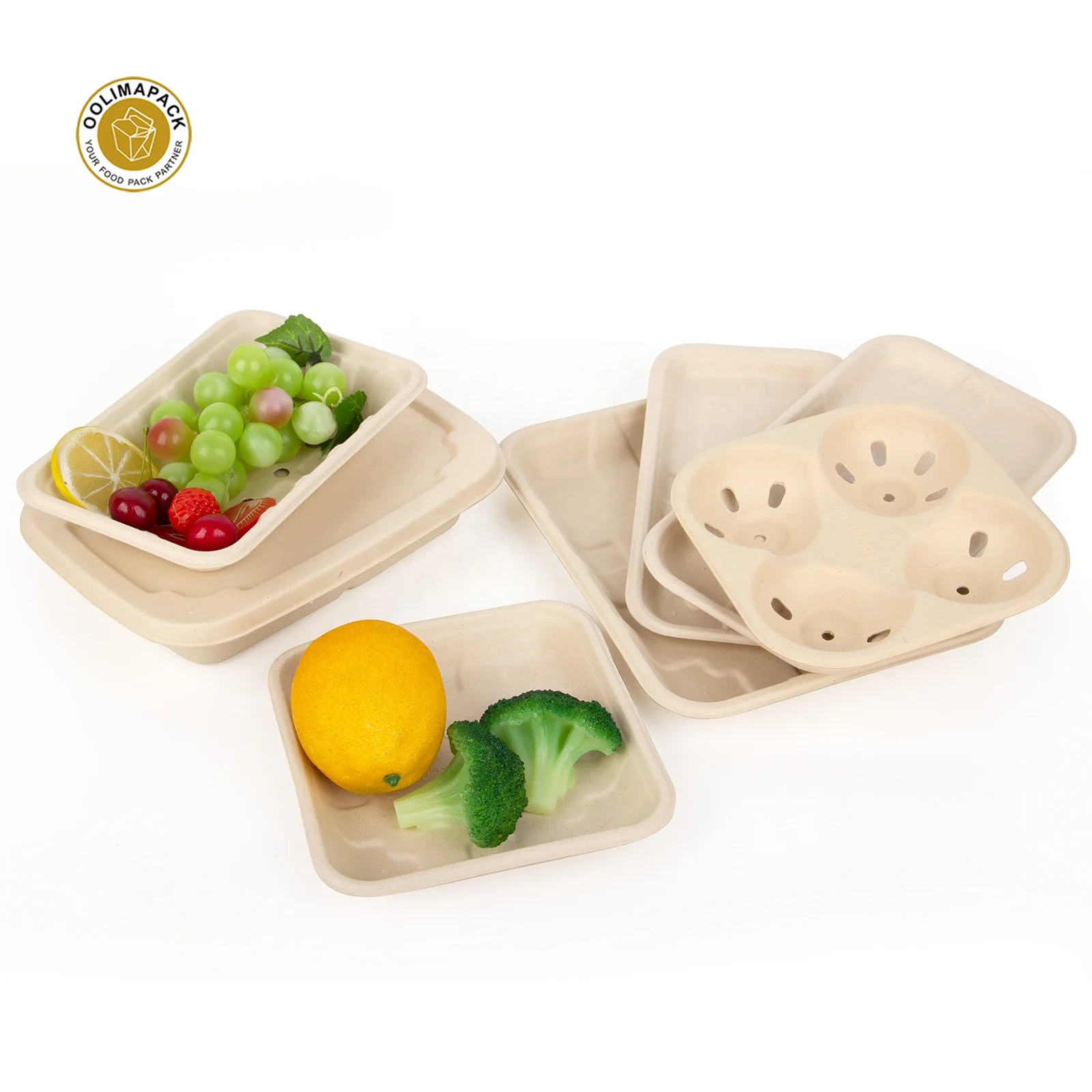 Biodegradable Sugarcane Fiber Bagasse Pulp Products Sushi Tray For Fast Food