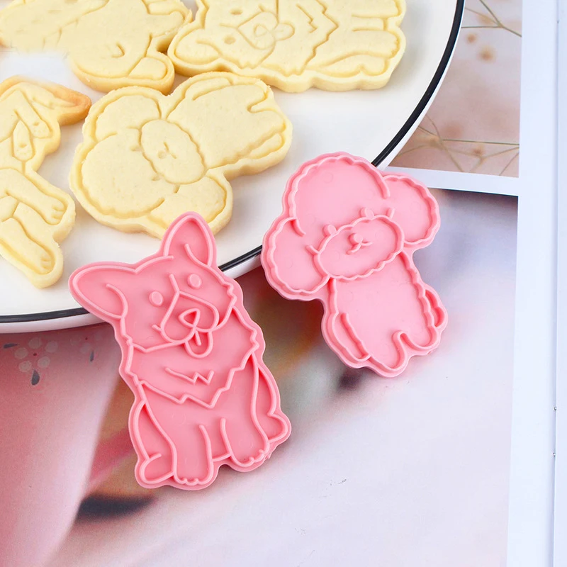 Kitchen Baking Tools Fondant Cutters 6pcs/set Pink Color Animal Cookie Dog Molding Biscuit