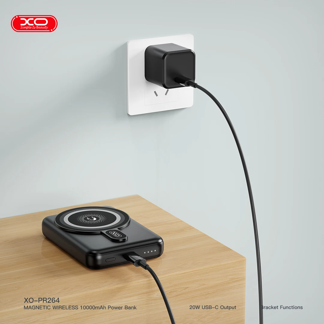 PR264 Magnetic 15W wireless charging + PD20W fast charging power bank with a holder 10000mAh