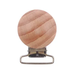 Custom Engraved Logo Natural Beech Wood Pacifier Clip Bead Wholesale Teether Accessories Baby Pacifier Clip 2022 New Design