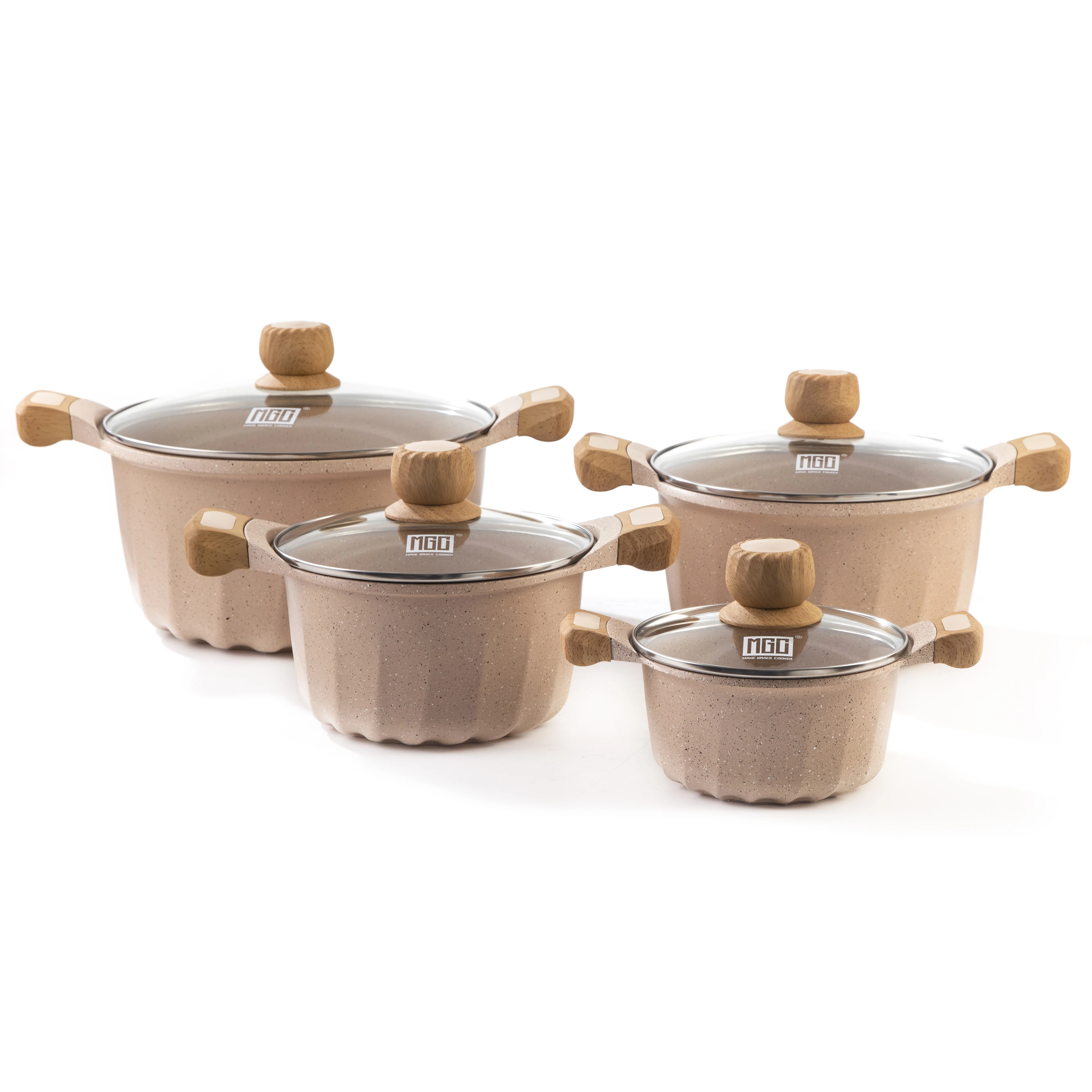 MGC Kitchenware Set induction bottom marble coating  soup pot set cookware sets for kitchen