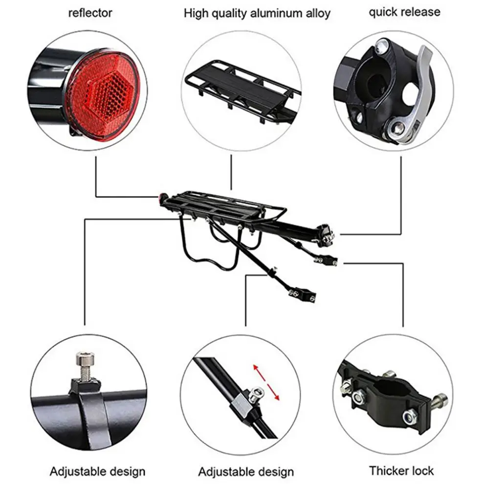 Semi Quick Release Bike Rack Aluminum Alloy 50KG Rear Luggage Carrier Trunk MTB Bike Rear Seat Cycling Bicycle Racks