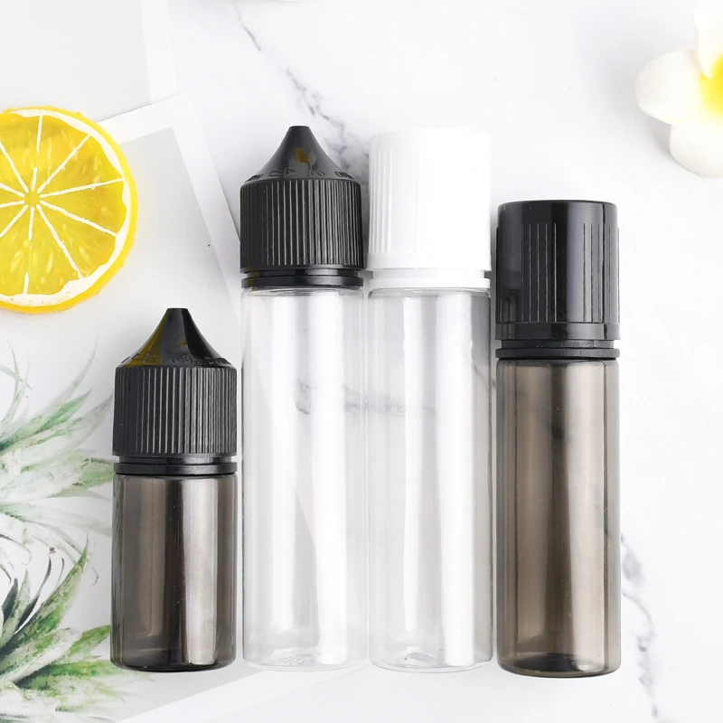 clear Black Plastic Bottles Liquid 30ml 60ml Pet Bottle Flat Cover Squeeze Plastic Bottle