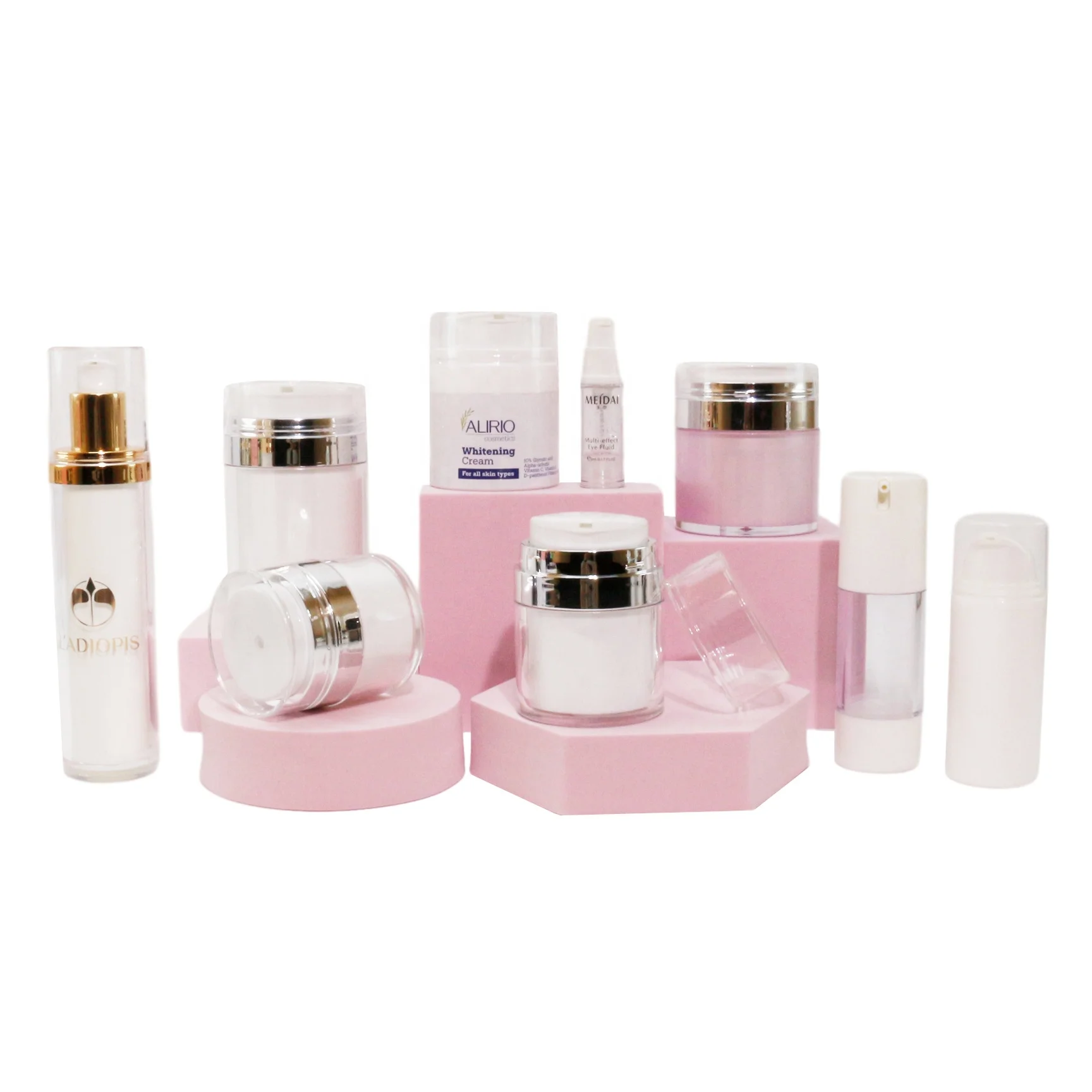Luxury cosmetic airless pump jar 15ml 30ml 50ml 100ml cream airless jar refillable plastic airless bottle jar AB-888C