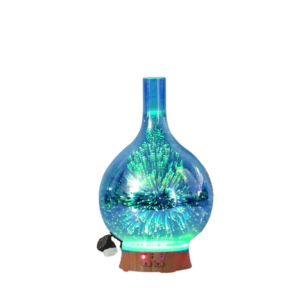 
SOICARE Factory 100ml glass 3D fire working Ultrasonic Aromatherapy Essential Oil Diffuser 