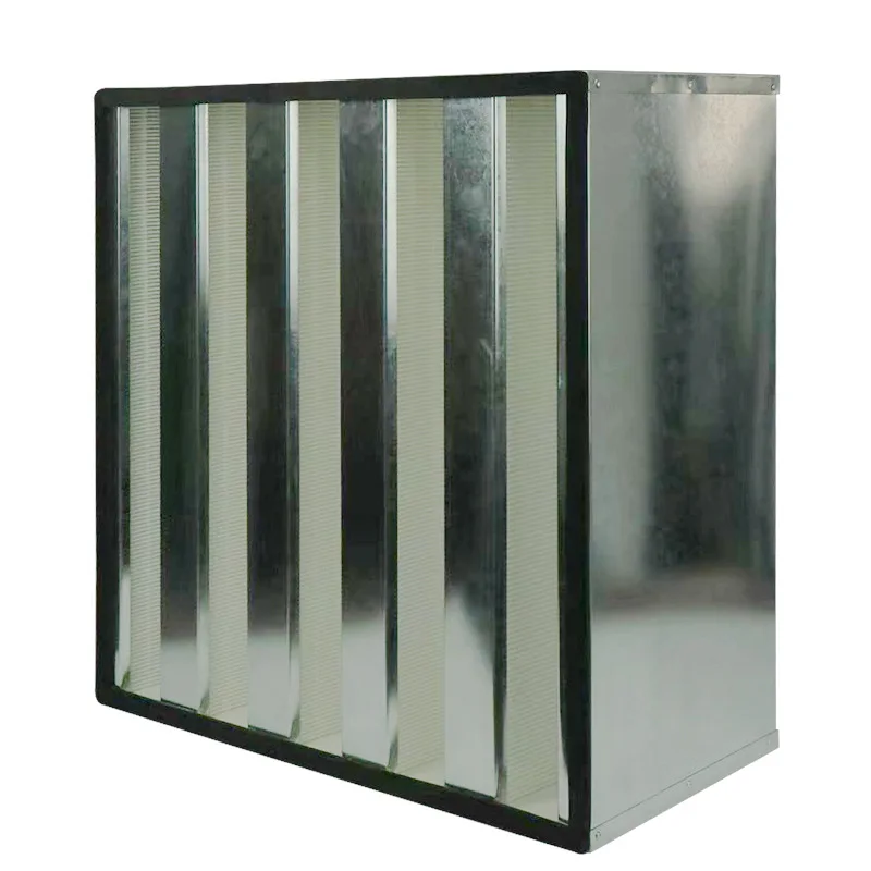 Galvanized V-type high-efficiency box HEPA Air Filter with Metal Frame High air volume Air Filter dust collector