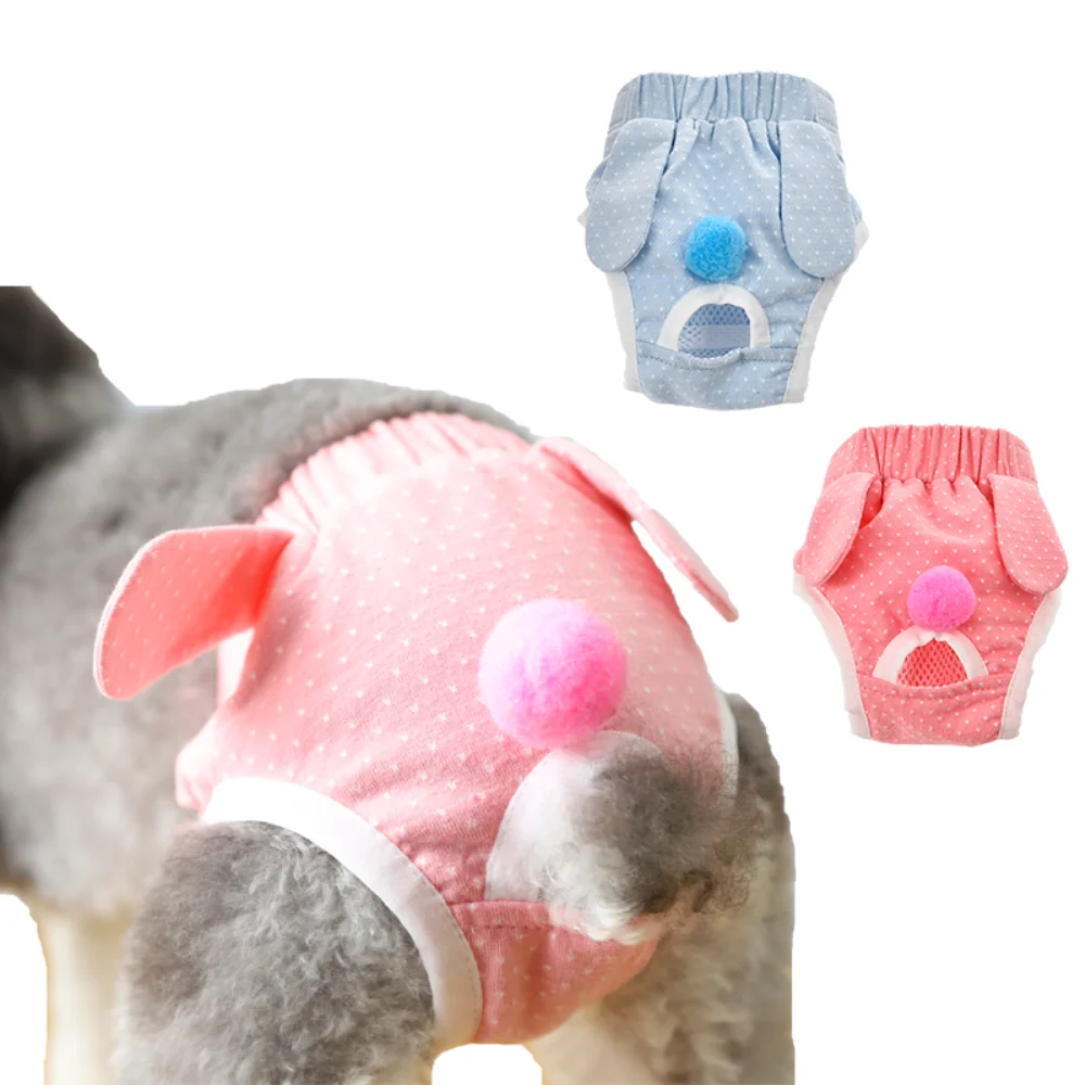 Super Cute Rabbit Ear Spot Design Pet Sanitary Pants Breathable Soft Dog Diaper
