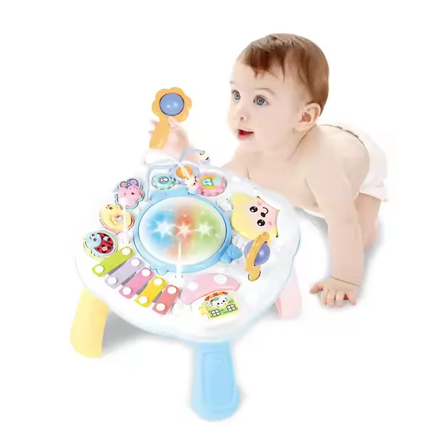 Hot selling early learning desk toy music hand drum baby game table education toys