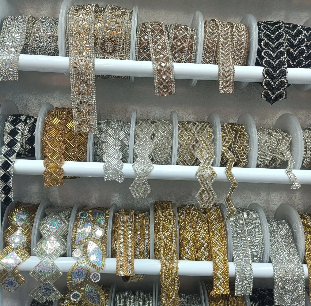 AFFINITY OEM Hot Sale 3D Design Custom Hotfix Pearl Rhinestone sheet Transfer Patches Iron-On ribbons For Clothing Accessories