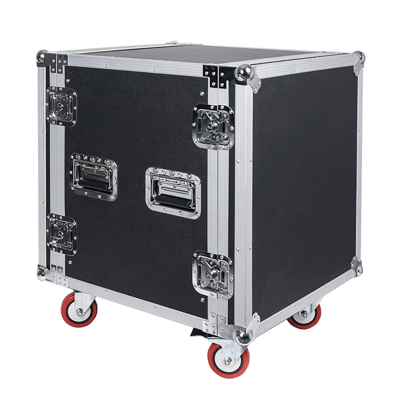 Aluminum ATA box Flight Road Transport case Shock Mount 12U ATA Rack Case With 2U Drawer