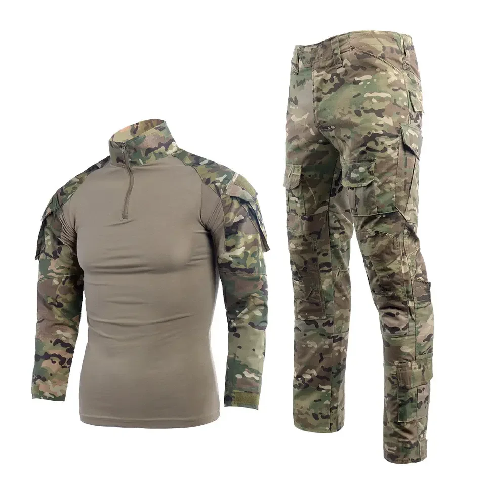Yakeda Tactical Safety Combat Training Multicam T-Shirt and Pants Camouflage Uniforms Tactical Clothing Frog Suit G2