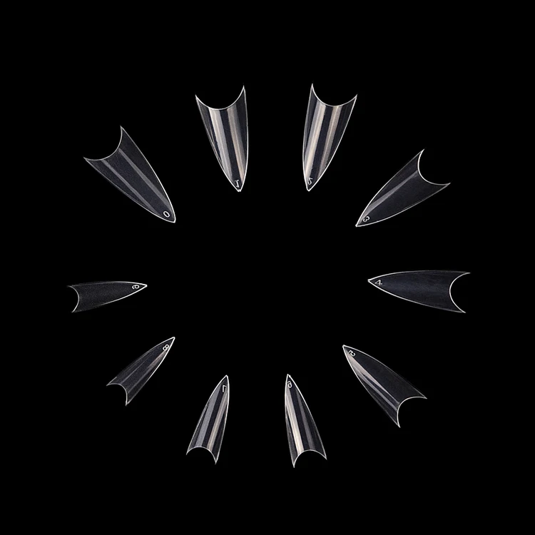 500 pcs false nails half cover tips bulk clear natural acrylic Long pointed shaped ballerina nails art tips cut u