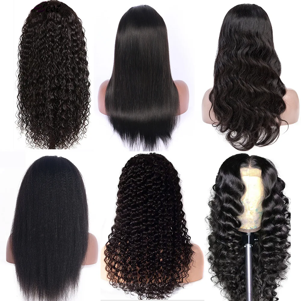 wholesale various black   brazilian remy hair Curly Human Hair Wig,  natural  Water Wave Lace Front remy hair Wigs
