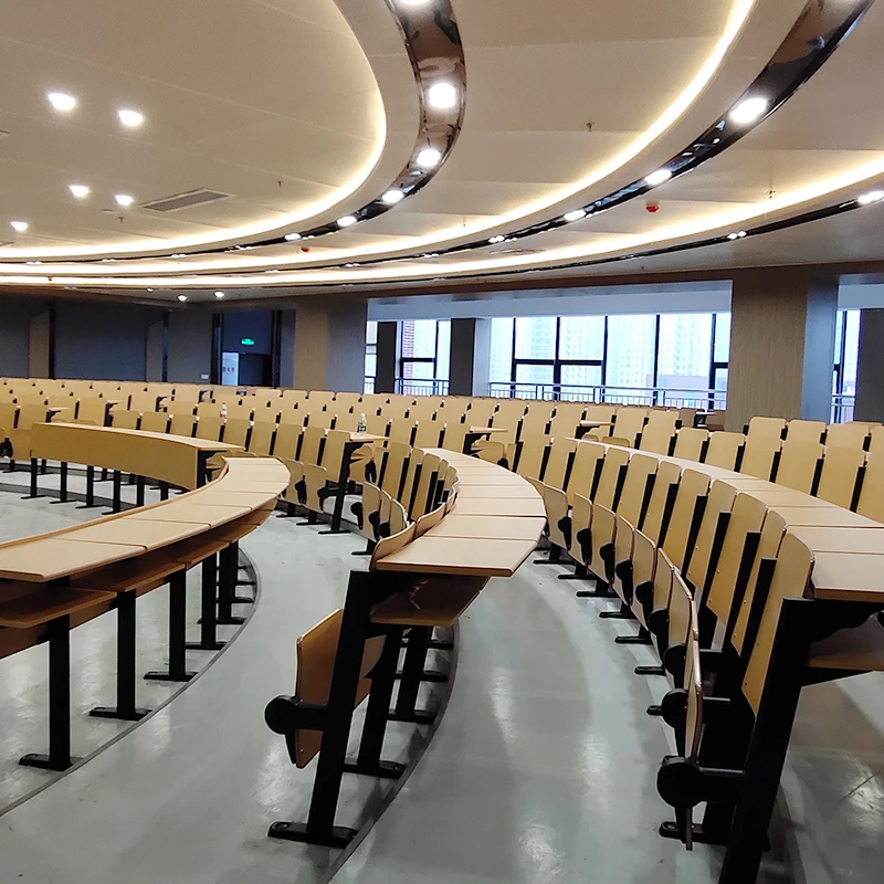 Foldable Student Multimedia Ladder-style College School Desks and Chairs School Lecture Hall Fixed Desks and Chairs