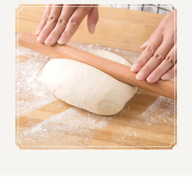 Natural beech wood rolling solid wood size pressing pin household dumpling skin rolling pin knocking pin baking tool