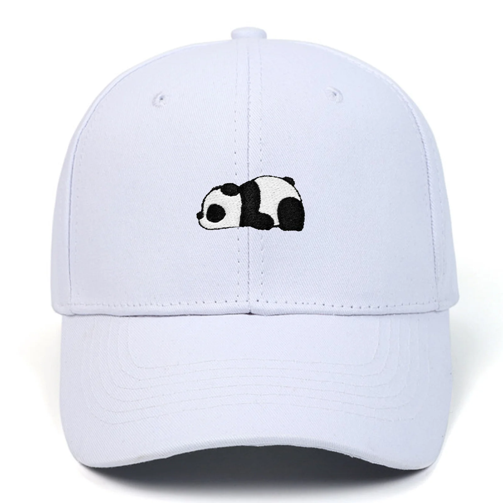 Custom  Flatted Embroidery 3 D Embroidery Printing Panda Logo Cotton Fabric Travelling Outdoor Activity Baseball Cap