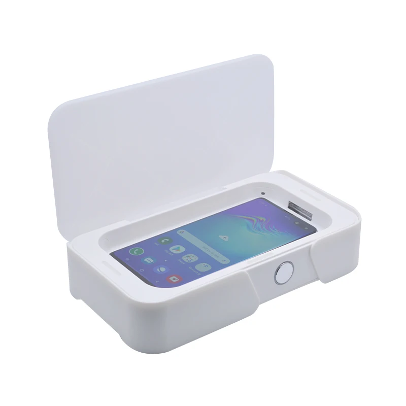 Portable small led UV light smartphone sterilizer box with USB wireless charging