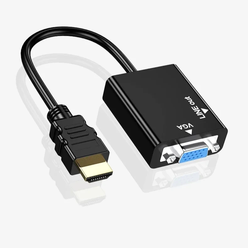 Premium 1.8M 1080P VGA to supporting HD-MI Adapter Cable Full HD Conversion Audio& Video Cable for Monitor HD-TV Computer