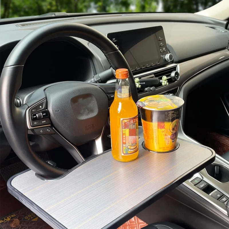 Wood Pattern Portable Laptop Table Tray Car Steering Wheel Auto Desk For Food Eating Steering Wheel Dining Tray