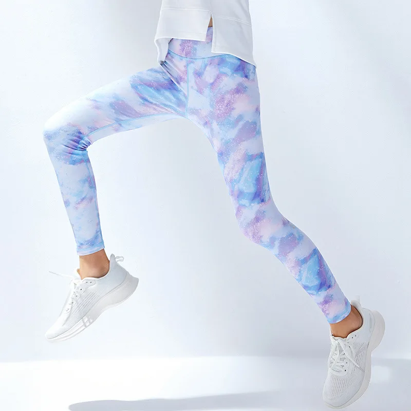 Children Kids Soft Polyester Women Girl Workout Fitness Gym Wear Clothes Sport Yoga Pants Leggings High Waisted Without Pockets