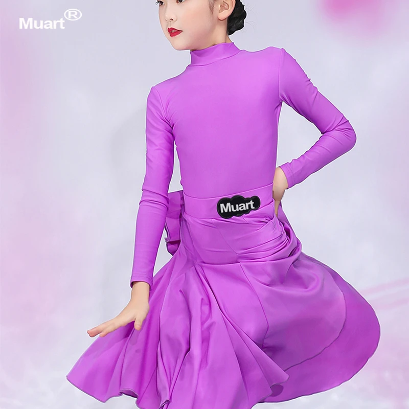 ballroom girls wear customized competition dance dress with long sleeves modern dance costumes
