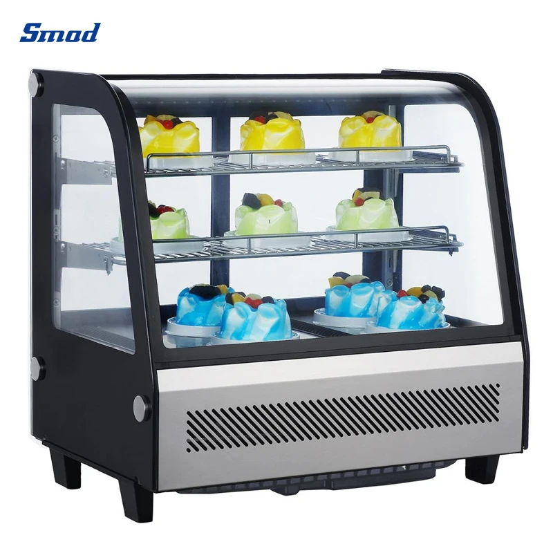 Изогнутый стеклянный холодильник для выпечки тортов и кондитерских изделий