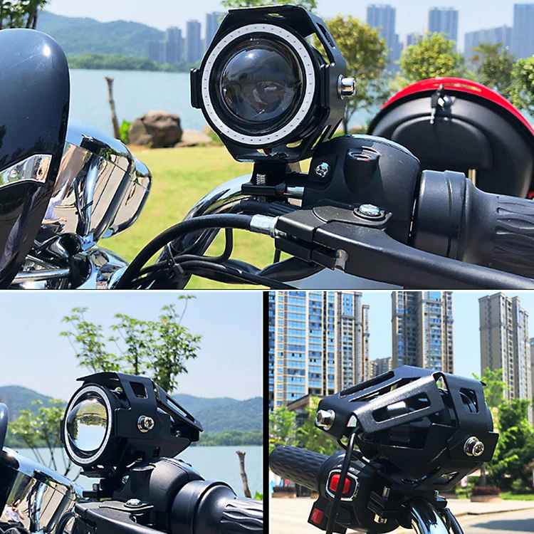 Good Quality Black Aluminum Angel Eye Waterproof IP68 10W LED Headlights Motorcycle Lighting System