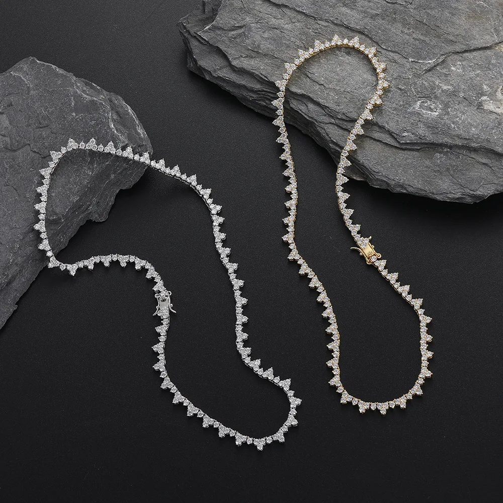 Factory Direct Gold Cross Pattern Necklace with Diamond Zircon Spring Buckle Trendy Heart Tennis Design for Ladies for Weddings