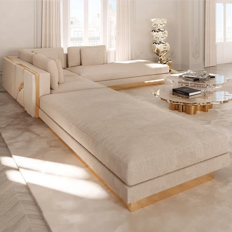 Luxury Italian Latest Sofa Design Villa High End Sofa Moderno 7 Seater Modular Sofa Living Room Couch With Chaise