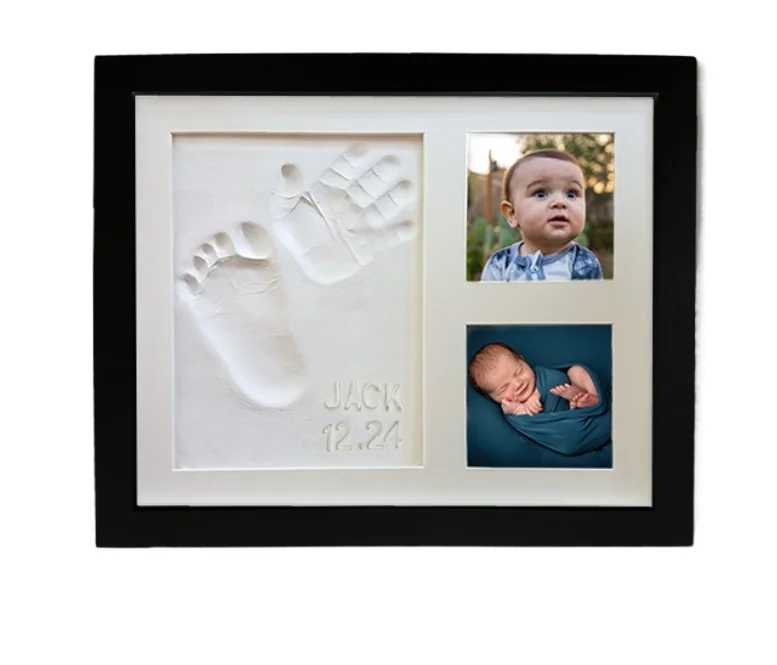 Baby handprint and footprint kit clay wooden Keepsake Photo Frames Kit photo Perfect baby shower souvenir gift box for new mom