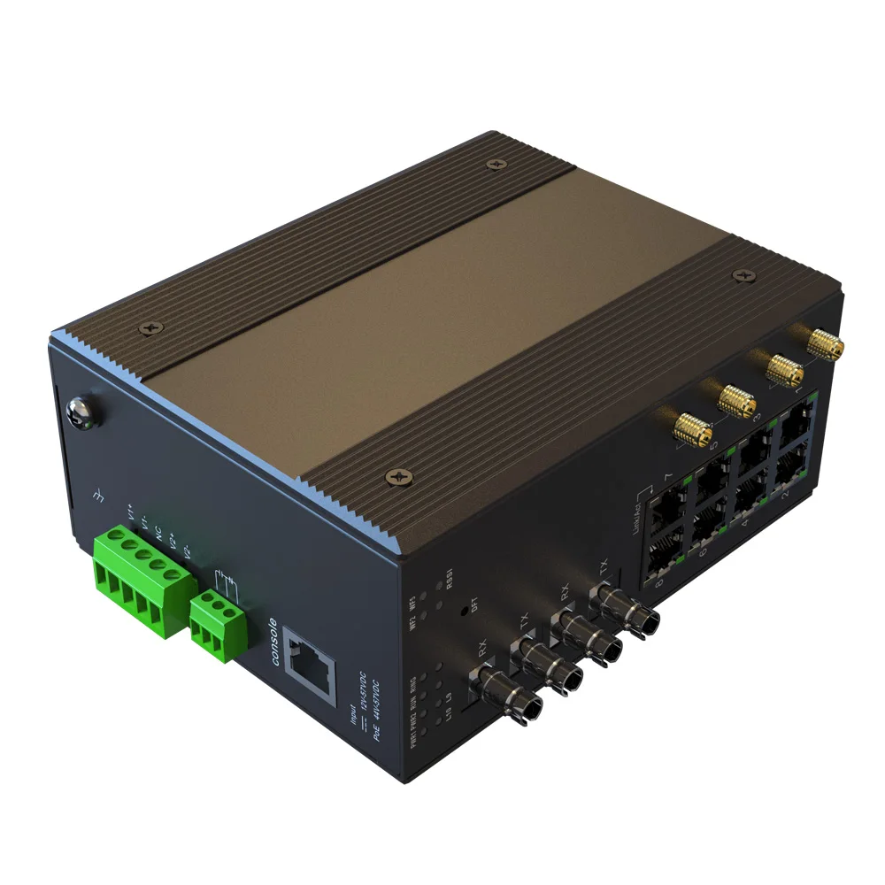
Dual-band WIFI 5G/2.4G Antenna DC 12V-57V 100M 10 Port 8 RJ45 2 1*9 Managed Wireless Industrial Ethernet Switch 