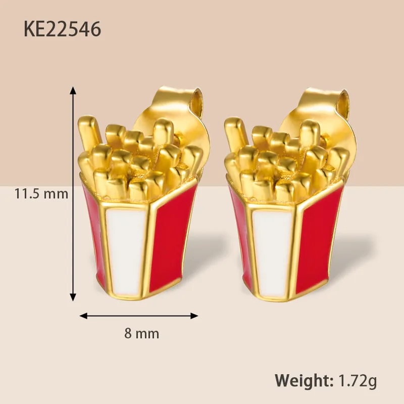 fashion 925 sterling silver French fries avocado eyes Rainbow Stars lollipop gold plated stud earring jewelry for women