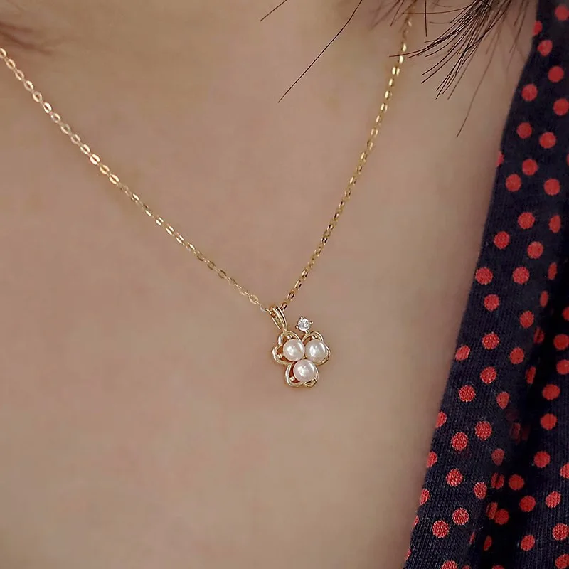 S925 Pure Silver Gold-plated Pearl Pendant, Fashionable, Light Luxury, Niche Design, Lightweight and Versatile Collarbone Chain