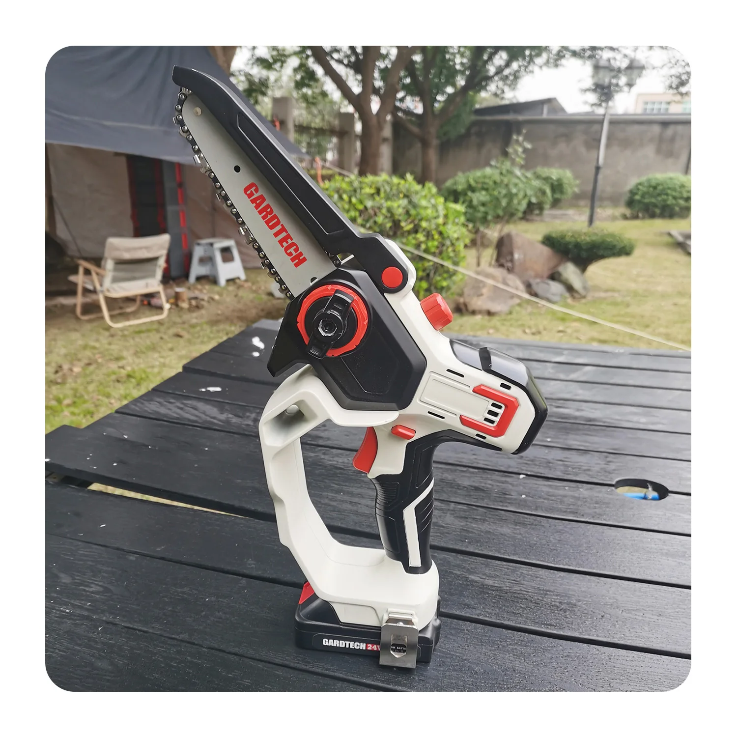 Vertak Small Electric Chainsaws Battery Powered Cordless Hand Saw With Security Lock & Auto Oiler-System For Wood/Trees Cutting