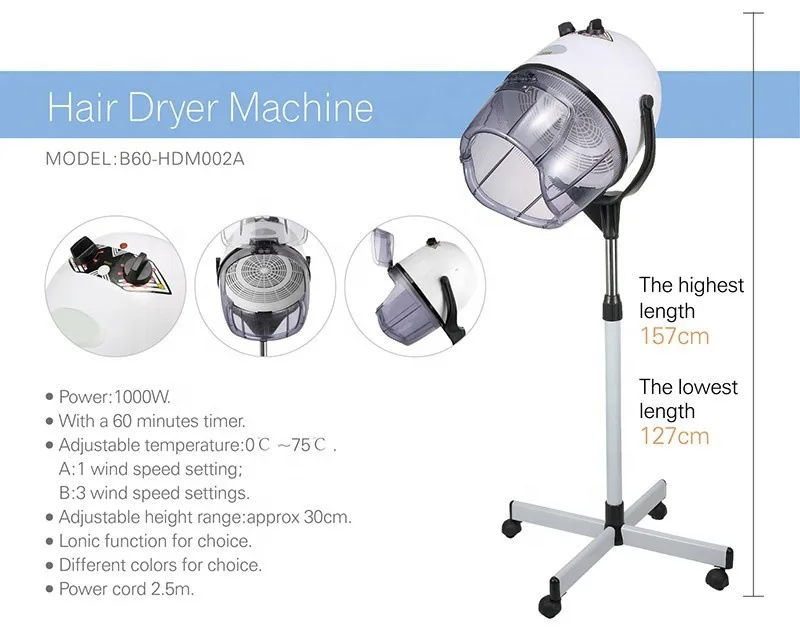 professional standing hair dryers machine salon equipment ionic industrial hair dryer sit under hood black hair dryer
