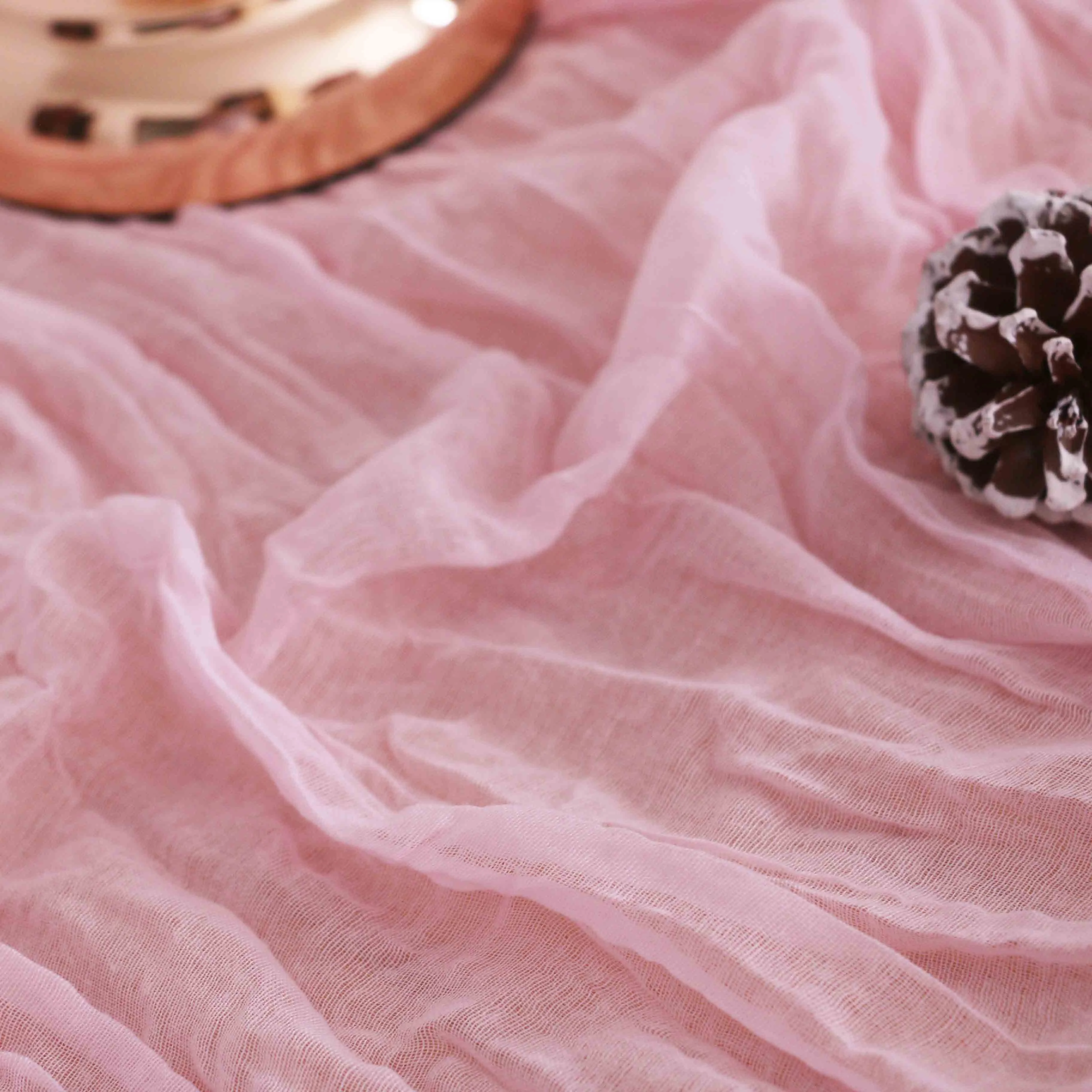 RU110 Baby shower birthday party wedding Christmas 60*400cm pink cheesecloth table Runner