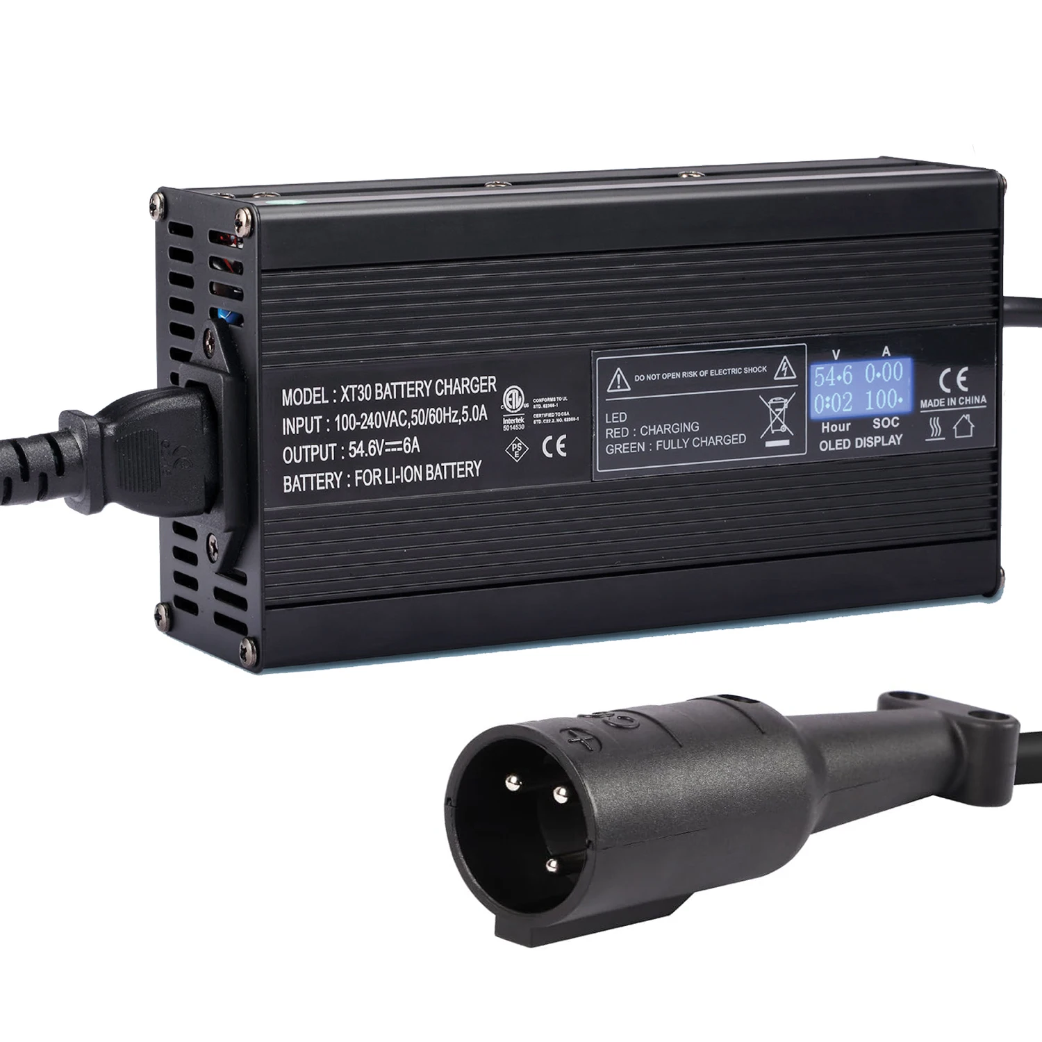 Portable 48V 5A Lead-Acid Battery Charger for Yamaha Golf Cart G19 G22, with 2 Pin Plug, LED Display, 48 Volt 5 Amp