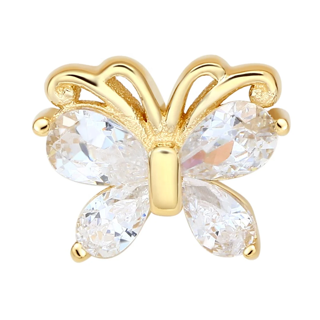 Eternal Metal 14K solid gold butterfly shaped threadless ends14k gold piercing