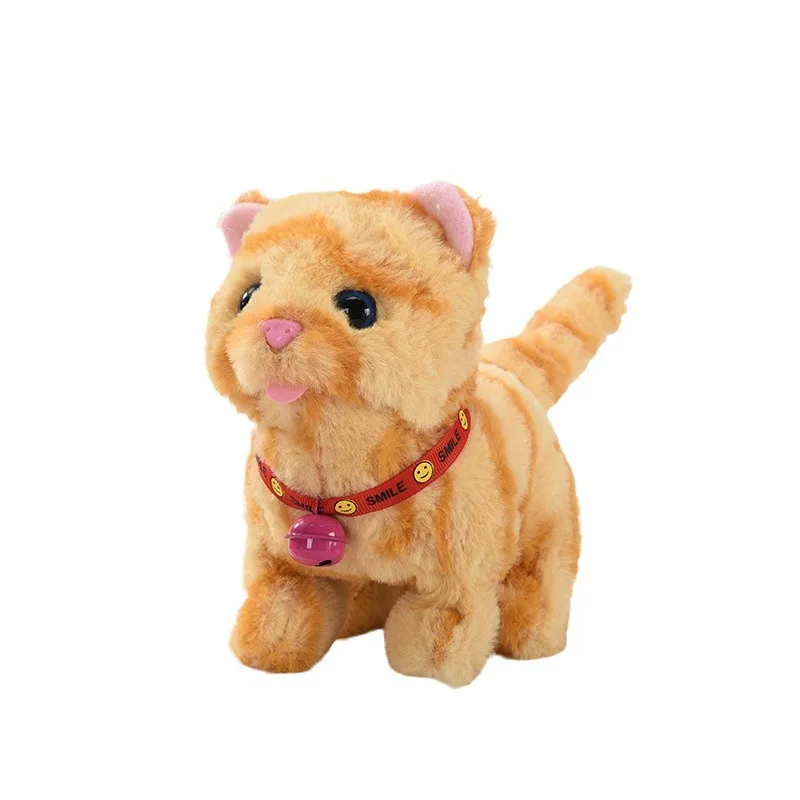 Electric White Cat Plush Toy Simulation Soft Speaking Walking Easter Bunny Stuffed Toys Children Interactive Animal Doll Gift