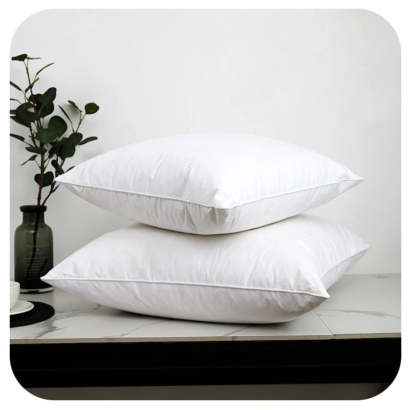 Customized home hotel nature soft goose duck feather down pillow cushion pillow with cotton fabricwholesale hotel white cotton