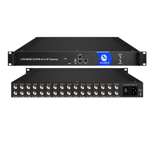 16 in 1 FTA IRD Hotel  iptv solution 16 DVB-S2 /ATSC-T to 512 IP spts iptv streamer gateway COL5816B