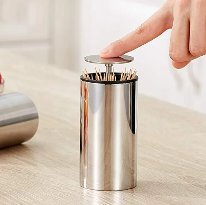 Stainless Steel Automatic Press Toothpick Holder
