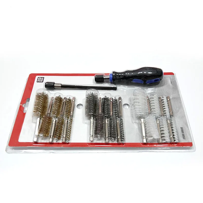 Factory Direct Sale Steel/Bronze/Nylon Engine Cleaning Bore Brush Cleaning Kit with Extension Bar,1/4in Hex Drill Shank