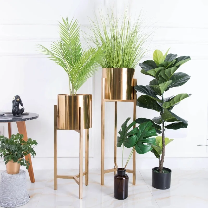 Mid-Century Metal Electroplate Golden Modern Display Indoor and Outdoor Flower Plant Stand Flower Pots Planter Stand