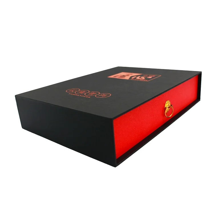 Customized Logo Luxury Black tea set bags package boxes Drawer recycled Cardboard kraft Paper Packaging Box with logo for Gift