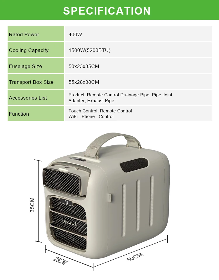 4800-5200BTU  Portable cooling camping air conditioner tent Smart tent mini air cooler for RV