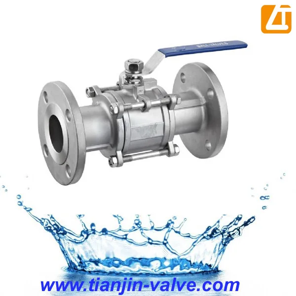 THREE PIECE ASTM A351 CF8M DIN PN16 FLANGE END BALL VALVE