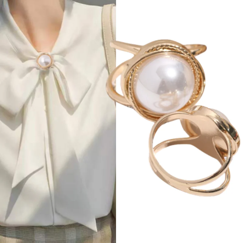 Different Size colors Alloy Cross hollow sweet pearl dress buckle Silk Scarves Jewellery Brooch Women  DIY Pearl Scarf Buckles